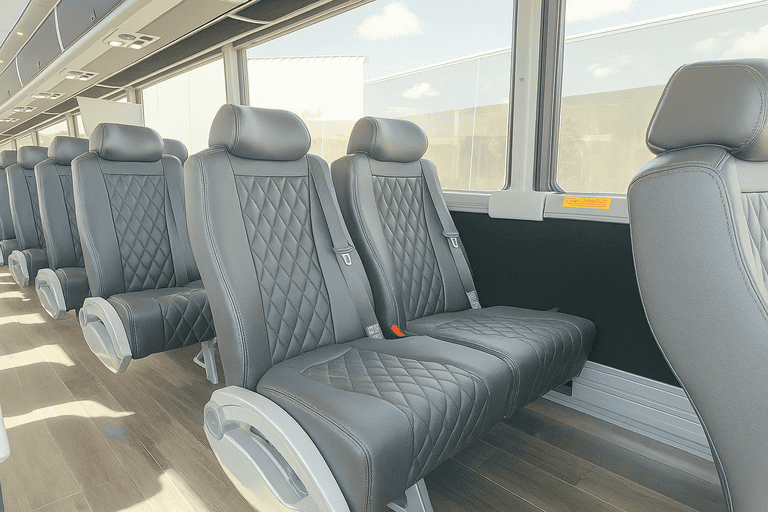 interior of Bus Rental Company Brockton charter bus